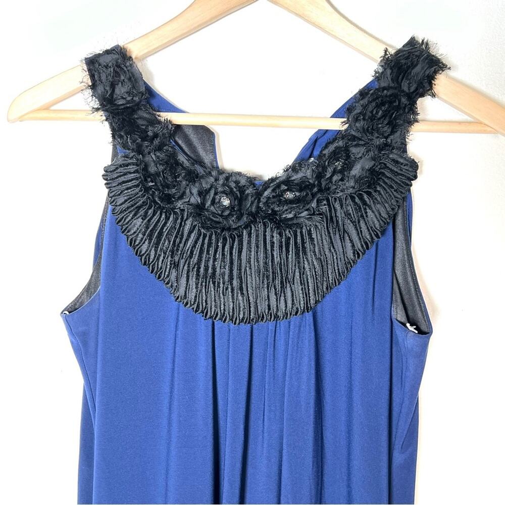 Taylor navy blue and black knee length shift cocktail dress size 6 B97 - Picture 2 of 5